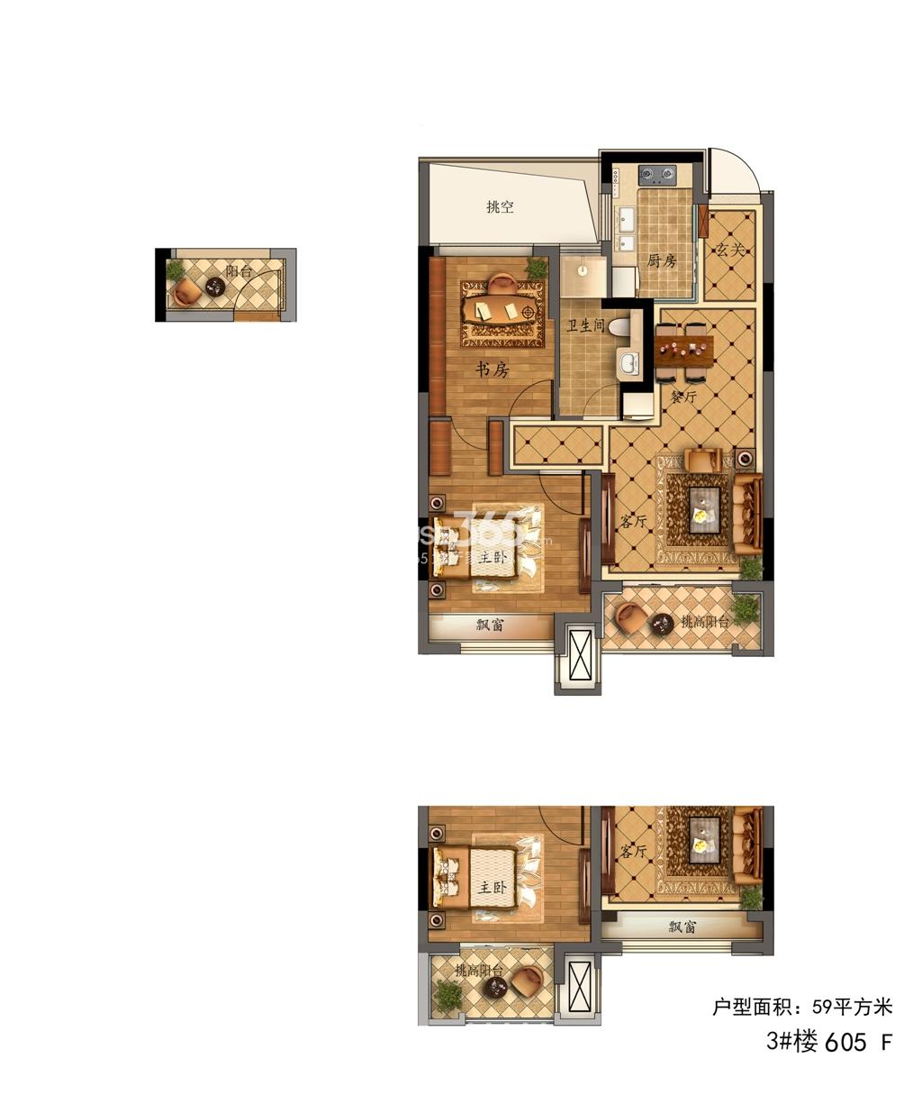 交通晓时代F户型59方（1、3、4、5号楼）